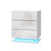 Eastbourne Bedside Tables Side Table Drawers RGB LED High Gloss Nightstand