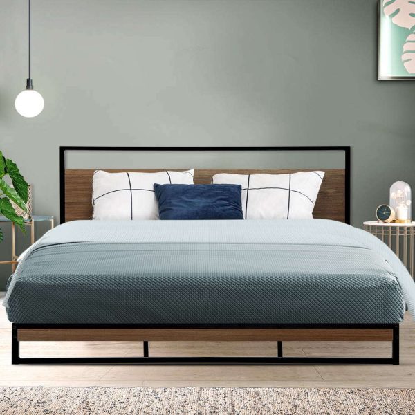 Apache Metal Bed Frame Mattress Base Platform Foundation Black Dane