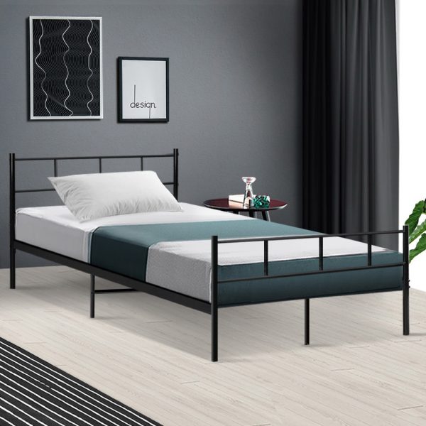 Manna Metal Bed Frame Platform Foundation Mattress Base SOL Black