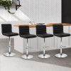 Set of 4 PU Leather Lined Pattern Bar Stools- Chrome