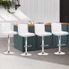 Set of 4 PU Leather Lined Pattern Bar Stools- Chrome