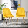 Set of 2 Dining Chairs Retro Chair Cafe Kitchen Modern Metal Legs Velvet