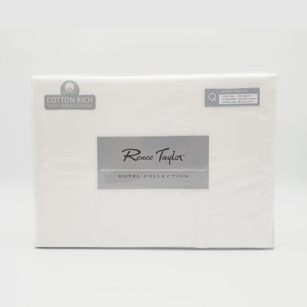 Renee Taylor 1500 Thread Count Pure Soft Cotton Blend Flat & Fitted Sheet Set