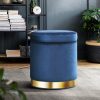 Ottoman Foot Stool with Storage Round Velvet Foot Rest Pouffe Footstool