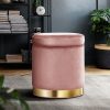 Ottoman Foot Stool with Storage Round Velvet Foot Rest Pouffe Footstool