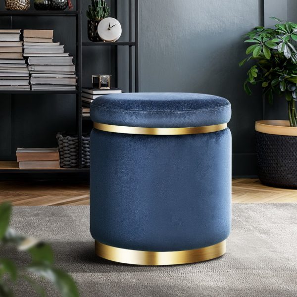 Round Velvet Ottoman Foot Stool Foot Rest Pouffe Padded Seat Footstool