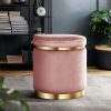 Round Velvet Ottoman Foot Stool Foot Rest Pouffe Padded Seat Footstool