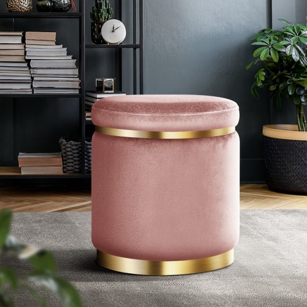 Round Velvet Ottoman Foot Stool Foot Rest Pouffe Padded Seat Footstool