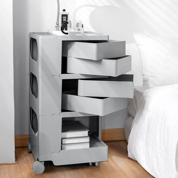 Horley Bedside Table Side Tables Nightstand Organizer Replica Boby Trolley 5Tier