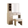 Dressing Table Stool Set Slide Mirror Makeup Vanity Desk Chair Drawer