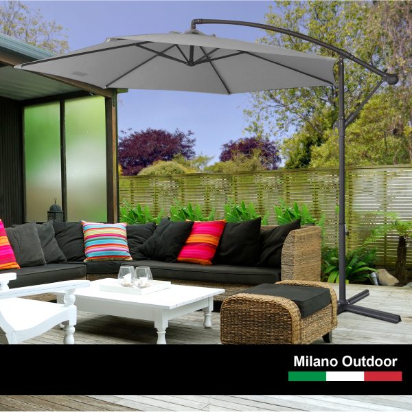 3M Outdoor Umbrella Cantilever With Protective Cover Patio Garden Shade