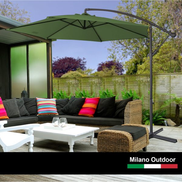 3M Outdoor Umbrella Cantilever With Protective Cover Patio Garden Shade