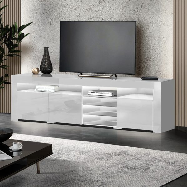 Amity TV Cabinet Entertainment Unit Stand RGB LED Gloss 3 Doors 180cm