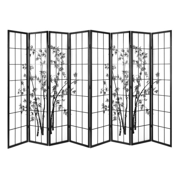 Pleasanton Room Divider Screen Privacy Dividers Pine Wood Stand Black White