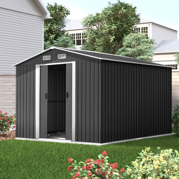 Garden Shed Outdoor Storage Sheds Workshop Metal Base Grey