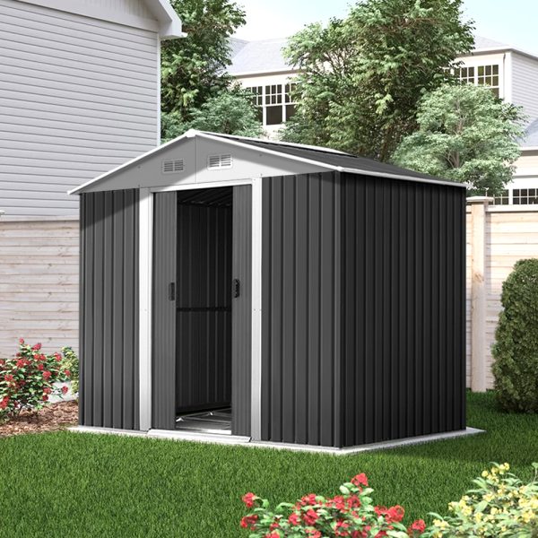 Garden Shed Outdoor Storage Sheds Workshop Metal Base Grey