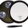 20X Magnifying Hand Mirror with Suction Cups Use for Makeup Application, Tweezing, and Blackhead/Blemish Removal (15 cm