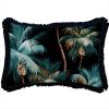 Cushion Cover-Coastal Fringe Black-Palm Trees Black