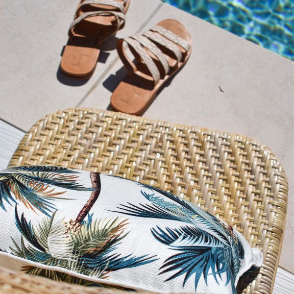 Cushion Cover-With Piping-Palm Trees White