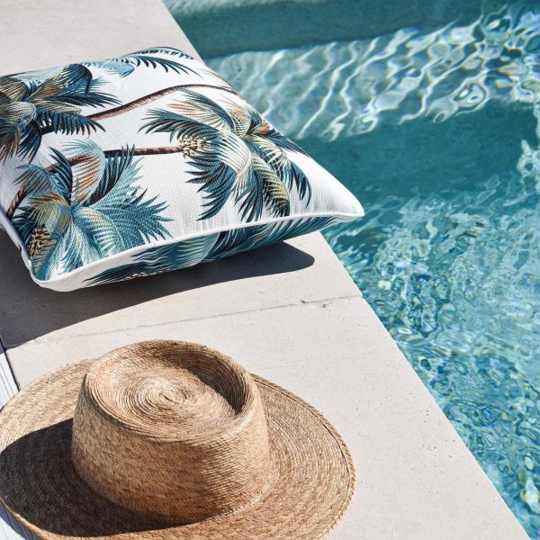 Cushion Cover-With Piping-Palm Trees White
