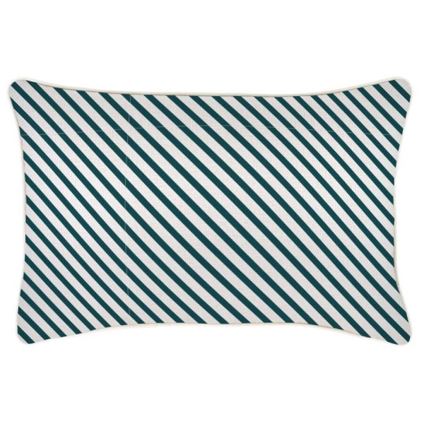 Cushion Cover-With Piping-Side Stripe Teal