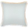 Cushion Cover-Coastal Fringe Natural-Side Stripe Seafoam