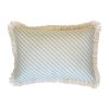 Cushion Cover-Coastal Fringe Natural-Side Stripe Seafoam