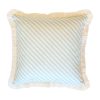 Cushion Cover-Coastal Fringe Natural-Side Stripe Seafoam