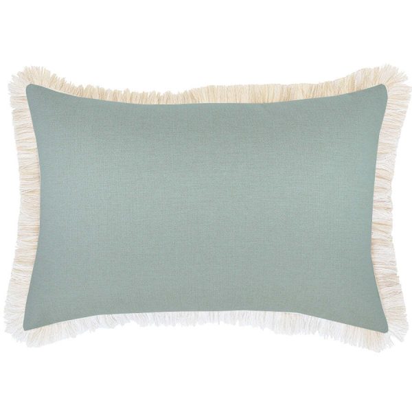 Cushion Cover-Coastal Fringe Natural-Seafoam