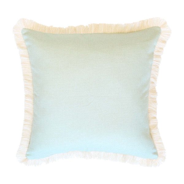 Cushion Cover-Coastal Fringe Natural-Seafoam