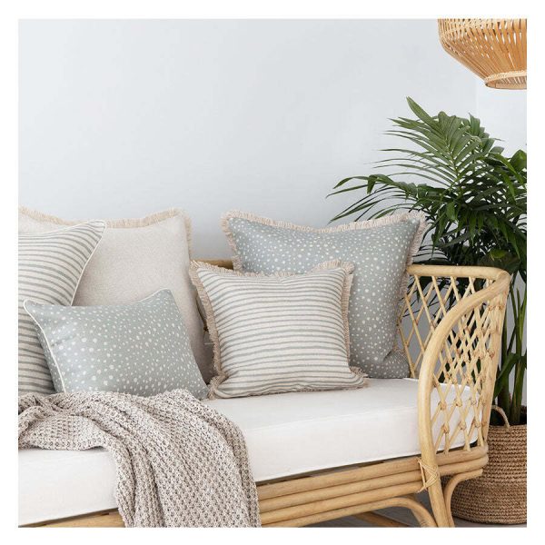 Cushion Cover-With Piping-Paint Stripes Pale Mint