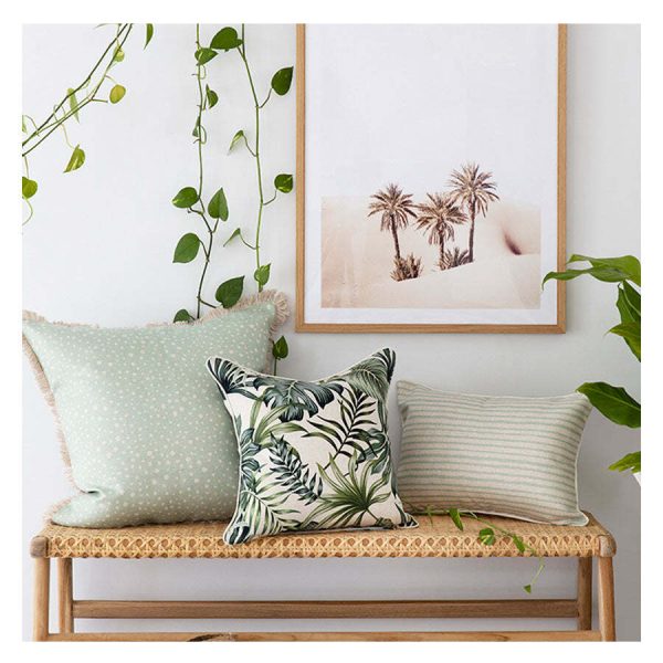 Cushion Cover-With Piping-Paint Stripes Pale Mint