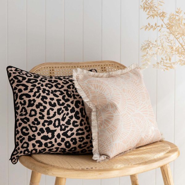 Cushion Cover-With Black Piping-Jungle Peach