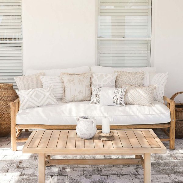 Cushion Cover-With Piping-Earth-Lines-Beige