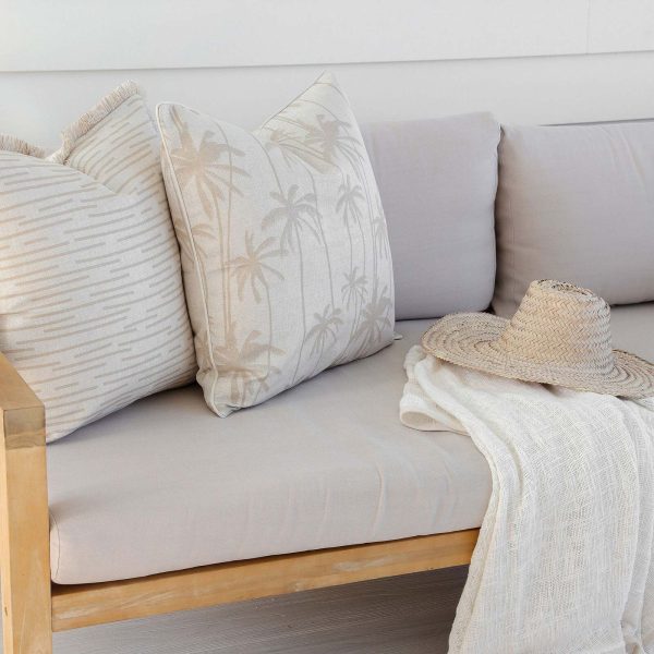 Cushion Cover-With Piping-Tall-Palms-Beige