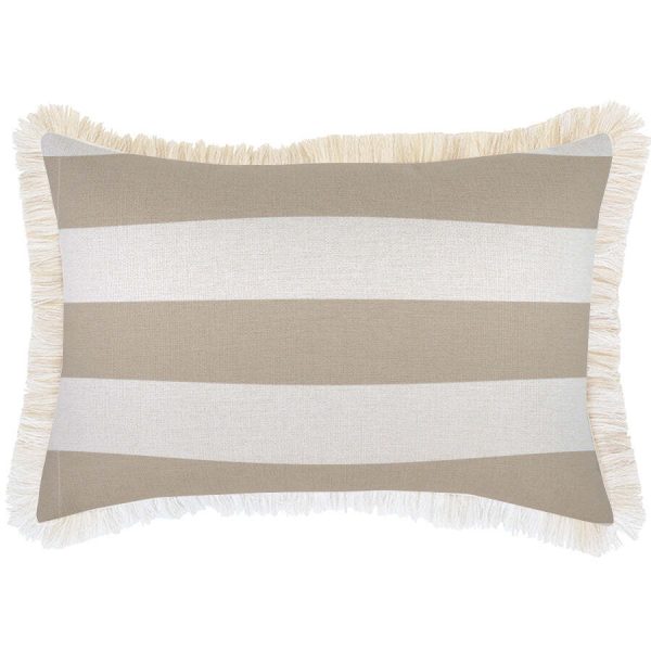 Cushion Cover-Coastal Fringe Deck-Stripe-Beige