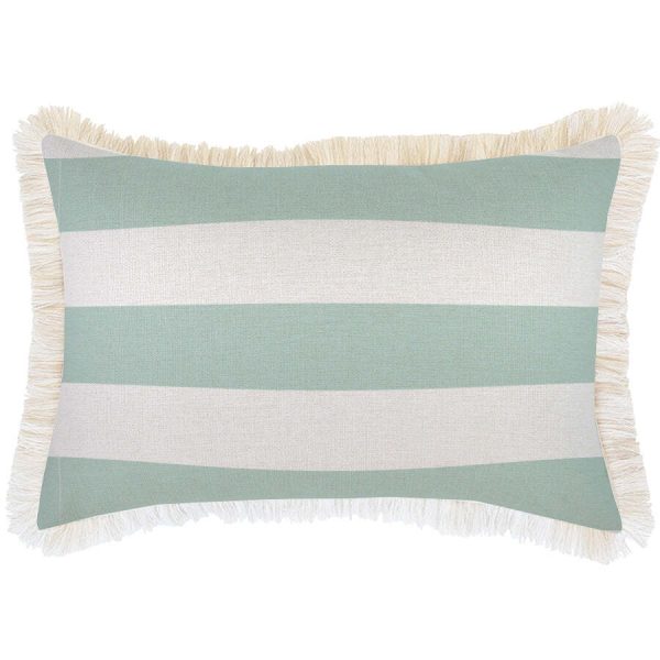 Cushion Cover-Coastal Fringe-Deck-Stripe-Mint