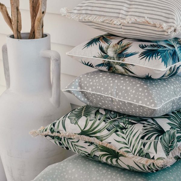 Cushion Cover-Coastal Fringe-Paint Stripes Smoke