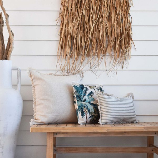 Cushion Cover-Coastal Fringe-Paint Stripes Smoke