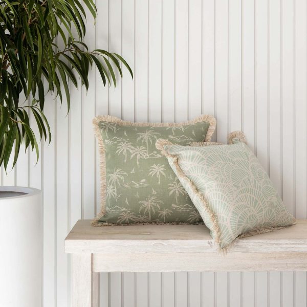 Cushion Cover-Coastal Fringe Natural-Postcards Sage