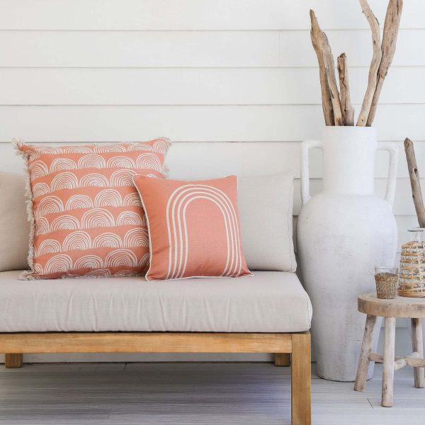 Cushion Cover-Coastal Fringe- Rainbows-Clay