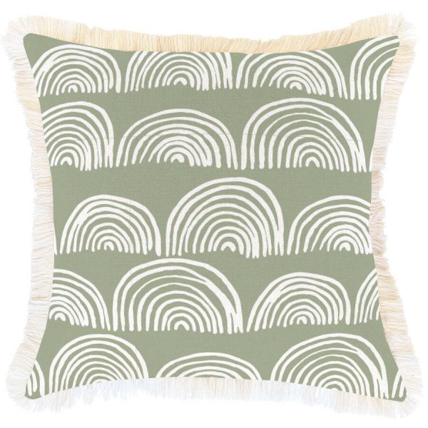 Cushion Cover-Coastal Fringe-Rainbows-Sage