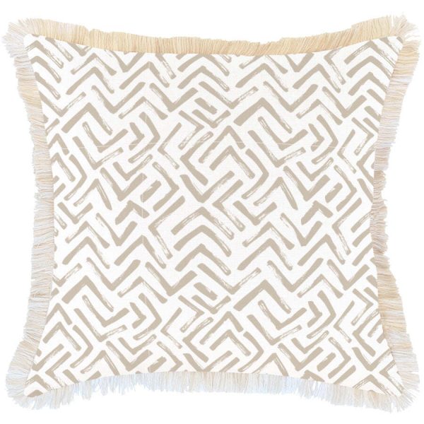 Cushion Cover-Coastal Fringe-Tribal-Beige