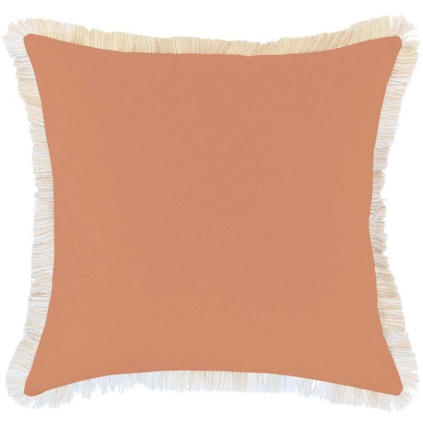 Cushion Cover-Coastal Fringe-Solid-Clay