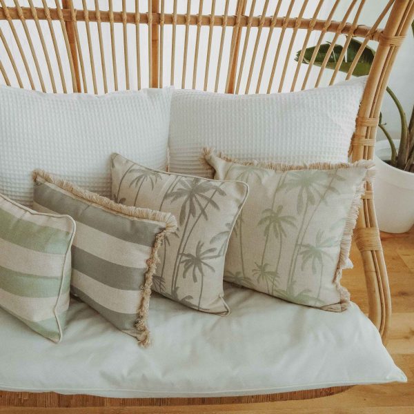 Cushion Cover-Coastal Fringe-Tall-Palms-Mint