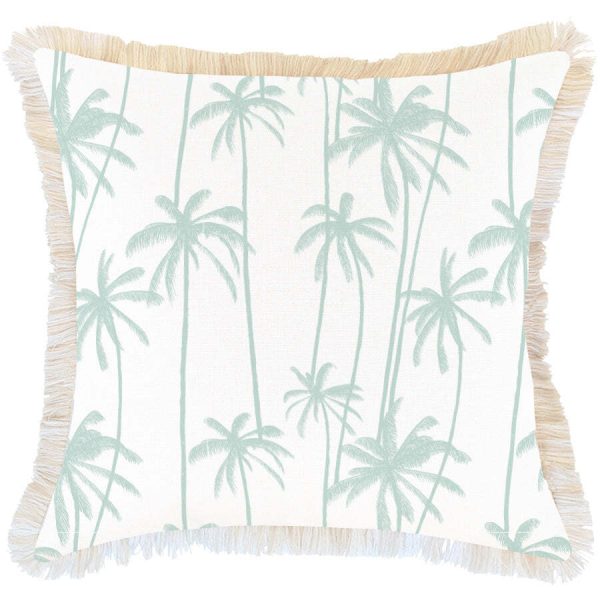 Cushion Cover-Coastal Fringe-Tall-Palms-Mint