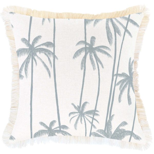 Cushion Cover-Coastal Fringe-Tall-Palms-Smoke