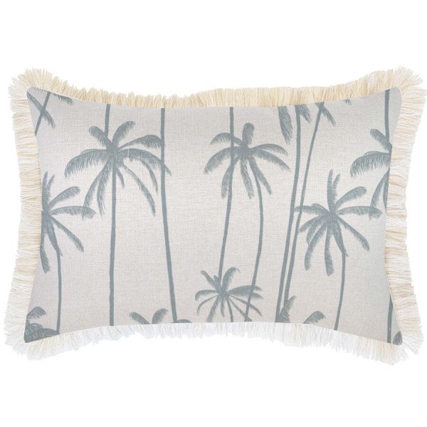Cushion Cover-Coastal Fringe-Tall-Palms-Smoke