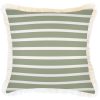 Cushion Cover-Coastal Fringe Natural-Hampton Stripe Sage