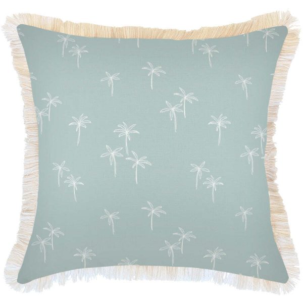 Cushion Cover-Coastal Fringe Natural-Palm Cove Seafoam
